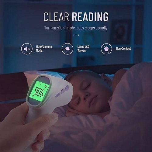 No-Touch Digital Forehead Thermometer, Infrared Thermometer for Adults, Kids & Babies, 1 Second Measurement, Fever Alert and 35 Sets Memory (Purple)