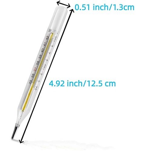 ℃&℉ Clinical Glass Thermometer for Underarm 2PCS - Classic Non Digital Thermometer for Adults - Medical Fever Thermometer - Accurate Easy Reading