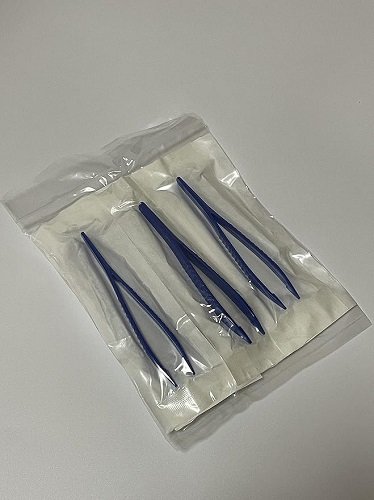 Disposable Sterile Forceps Tweezers 5inch 125mm length Individually Wrapped Solid Blue Pack of 12