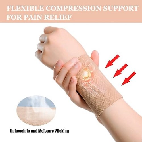 Wrist Compression Sleeve (4PCS), Soft Wrist Support Brace Wrist Bands for Tendonitis, Arthritis, Sprains Pain Relief, Elastic Carpal Tunnel Wraps Protector for Fitness, Sport, Weightlifting