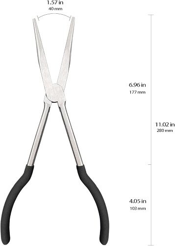 11 Inch Long Reach Long Nose Pliers | Designed for Mechanics, Technicians, and Contractors | Work with Delicate or Difficult-to-Reach Pieces | Milled-Jaws | Steel “Needle Nose (Black)