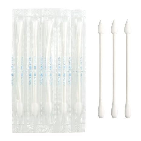 Cotton Swabs - Individually Wrapped Double Tipped Paper Sticks for Ear, Make-up, 100 Count (White, Round/Pointed End)