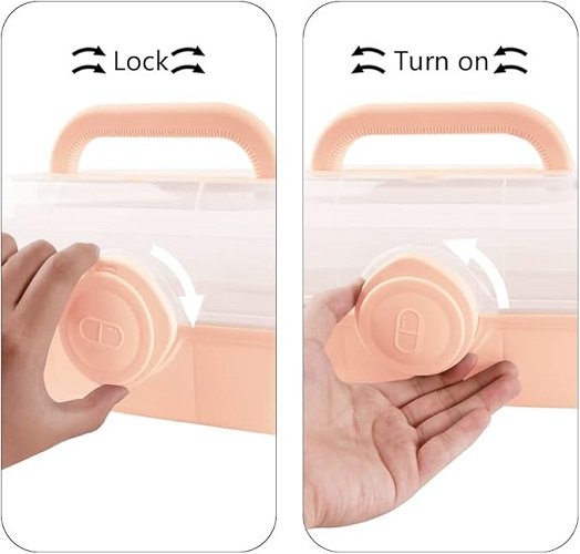 First Aid Medicine Box, 3-Tier Fold Tray Medicine Storage Containers, Multipurpose Empty Portable Storage Box,First Aid Kits [Pink]