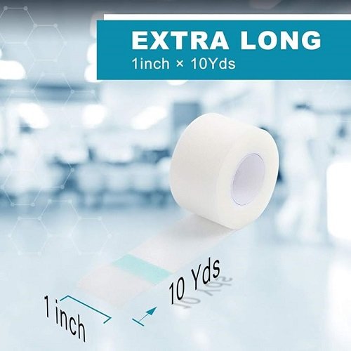 Transparent Medical Tape, 12 Rolls Adhesive Clear Hypoallergenic Surgical Tape, PE First Aid Tape for Wound, Bandage, 1inch x 10Yards, Sensitive Skin, Latex Free