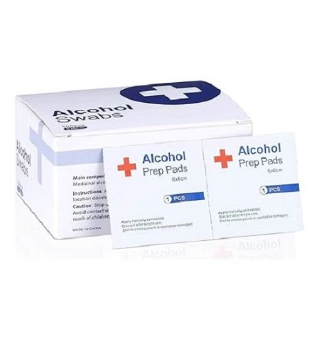 Alcohol Prep Pads, 75% Alcohol Cotton Slices, 100 Pcs Alcohol Gauze Pads Individually Wrapped Swap Pad Wet Wipe, 6 x 6cm/2.36in x 2.36in