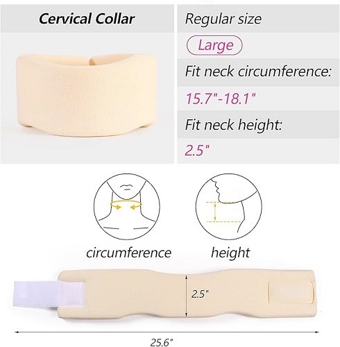 Soft Foam Neck Brace Universal Cervical Collar, Adjustable Neck Support Brace for Sleeping - Relieves Neck Pain and Spine Pressure, Neck Collar After Whiplash or Injury (2.5" Depth Collar, L)