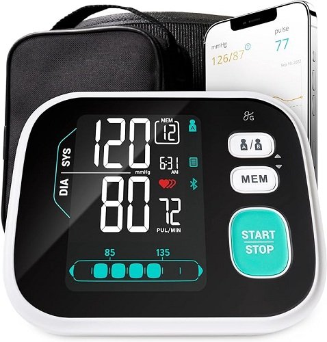 Premium Digital Bluetooth Blood Pressure Monitor for Home Use, Multicolor Large Screen, Black