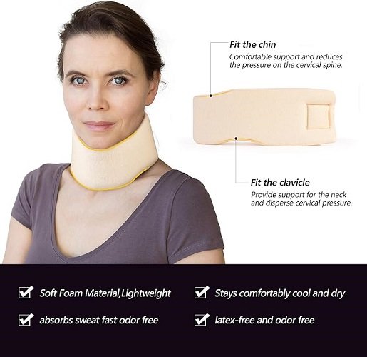Soft Foam Neck Brace Universal Cervical Collar, Adjustable Neck Support Brace for Sleeping - Relieves Neck Pain and Spine Pressure, Neck Collar After Whiplash or Injury (2.5" Depth Collar, L)