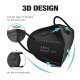 50pcs KN95 Face Mask Black 5 Layer Cup Dust Safety Masks Filter Efficiency≥95% Breathable Elastic Ear Loops Black Masks