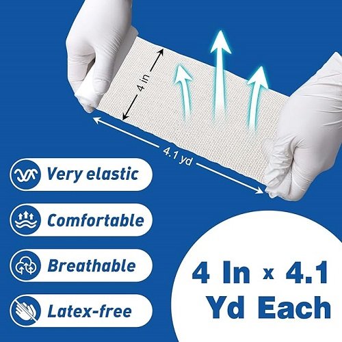 30 Pack Gauze Rolls Bandages, 4 in x 4.1 Yards, Premium Medical Supplies & First Aid Supplies, Bandage Wrap Vet Wrap, Mummy Wraps