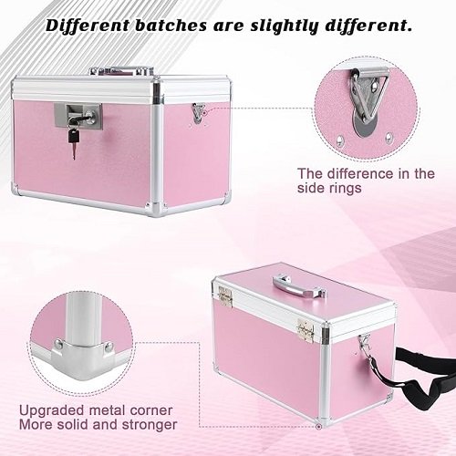 Medicine Box, First Aid Safe Medication Storage Box,Layered Aluminum Daily Medicine Cabinet,10.2" x 6.2" x 7.7", Pink