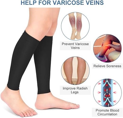 Compression Socks, 20-30mmHg Calf Compression Sleeves, Footless Compressed Socks for Varicose Veins, Shin Splints, Edema Recovery Maternity, Cycling Running Travel, Women & Men