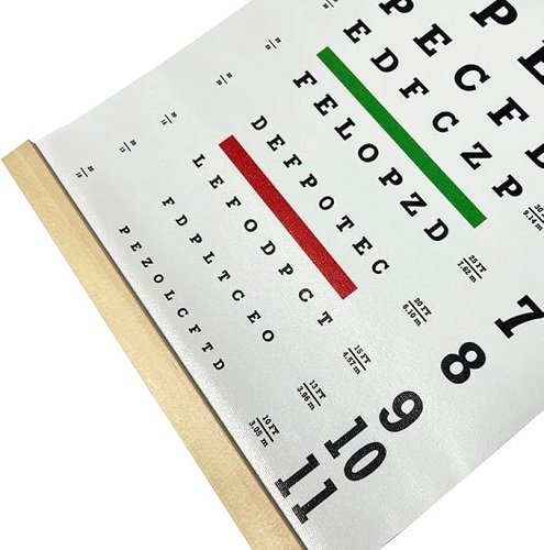 Eye Chart Pocket Eye Exam Kit with Cute Eye Occluders 20 Feet Optical Eye Test Reusable Wooden Frame Canvas Eye Chart for Kids and Adults