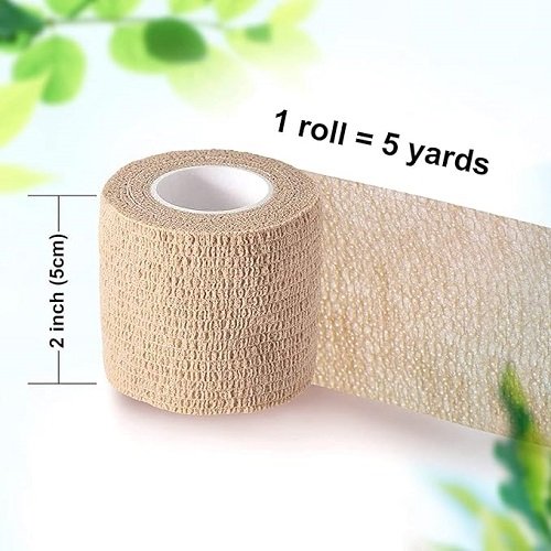 Self Adhesive Bandage Wrap, 2 inches x 5 Yards, 6 Pack, Self Adhering Bandage Wrap, Self Adherent Cohesive Wrap Bandages for Sports, Bandage Wrap for Sports, First Aid Tape