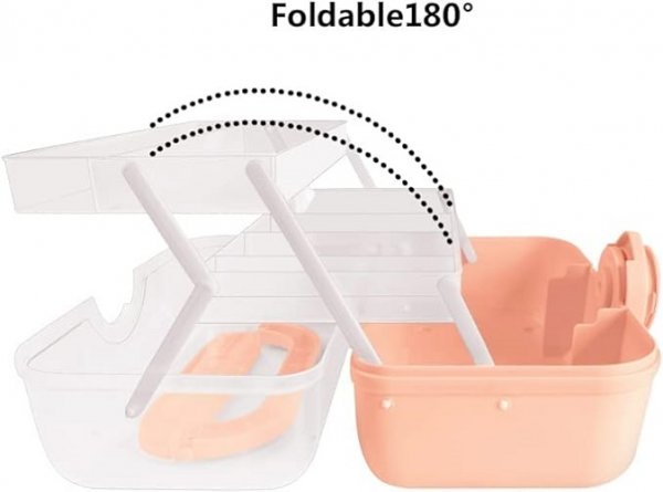 First Aid Medicine Box, 3-Tier Fold Tray Medicine Storage Containers, Multipurpose Empty Portable Storage Box,First Aid Kits [Pink]