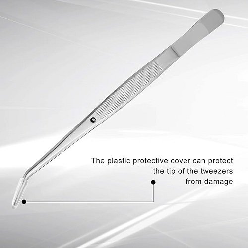 Stainless Steel Tweezers with Curved Serrated Tip Multipurpose Tweezers for Craft, Silver (10)