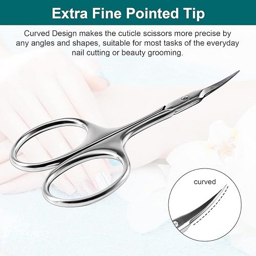 Manicure Scissors, Extra Fine Eyebrow Scissors for Grooming, Curved Blade Nail Scissors Precise Pointed Tip Grooming Kit for Eyebrow, Eyelash, Trim Nail and Dry Skin