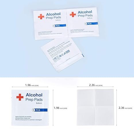 Alcohol Prep Pads, 75% Alcohol Cotton Slices, 100 Pcs Alcohol Gauze Pads Individually Wrapped Swap Pad Wet Wipe, 6 x 6cm/2.36in x 2.36in