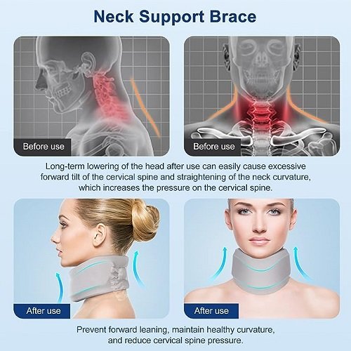 Neck Brace for Neck Pain Relief and Support to Relieve Pain and Pressure on the Spine for Men and Women for Sleeping (Gray, S, 3 Inch Deep Neck Brace)