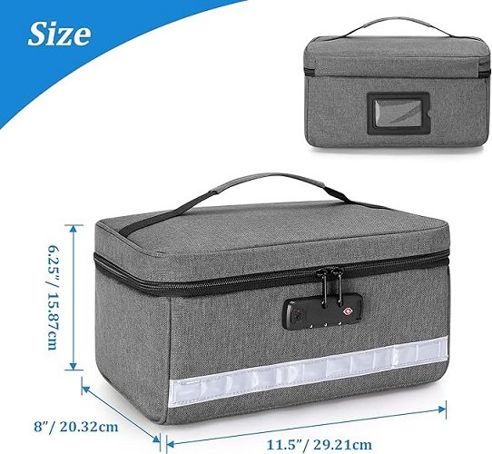 Locking Pill Bottle Organizer with Inner Dividers, Medicine Storage and Organizer Bag Combination Lock for Medicine, Vitamins and Medical Supplies, Gray