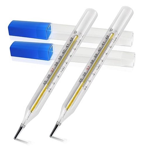 ℃&℉ Clinical Glass Thermometer for Underarm 2PCS - Classic Non Digital Thermometer for Adults - Medical Fever Thermometer - Accurate Easy Reading