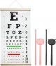 Eye Chart Pocket Eye Exam Kit with Cute Eye Occluders 20 Feet Optical Eye Test Reusable Wooden Frame Canvas Eye Chart for Kids and Adults