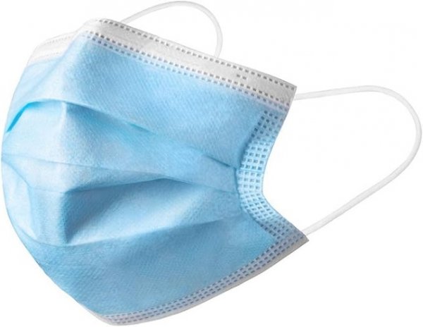Premium Disposable Blue Face Mask, Soft on Skin, Pack of 3-Ply Masks Facial Cover with Elastic Earloops