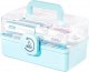 3 Layers Plastic First Aid Box with Portable Handle,Emergency Medicine Kit Case Organizer for Family,Office and Travel (Blue)