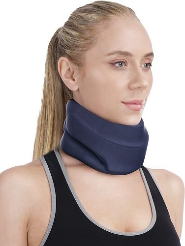 Neck Brace for Sleeping - Neck Pain Relief and Support, Soft Foam Wrap to Keep Vertebrae Stable, Relieve Cervical Pressure for Men and Women, Blue (12.6-15.8 Inch)