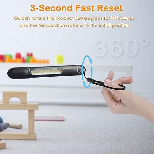 Mercury Free Glass Thermometer for Adults- Armpit Fever Thermometer with Drop-Resistant Case, Rechargeable Reading Light, 3-Second Reset,Time Reminder, Children Lock(Black)