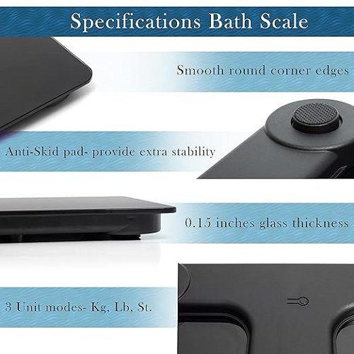 Digital Body Weight Bathroom Scale Smart Scale Step-on Technology with Easy Read LCD, Up to 400 Pounds Perfect Digital Home Scale, Black Highly Accurate Scale for Body Weight