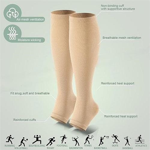 3 Pack Copper Compression Socks for Women&Men 20-30mmHg Open Toe Knee High Support Socks for Varicose Vein Running