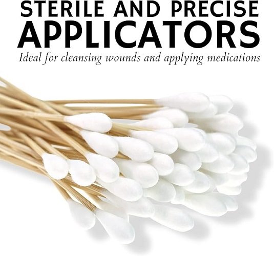 200 Sterile Cotton Tipped Applicators 6’’ - Long 6 inch Wooden Medical Cotton Tip Applicator Swabsticks with Shaft and Soft Swabs for Location Application, Cleaning, Crafts and More