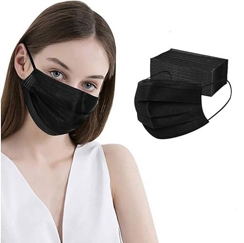 100 Pcs Disposable Face Masks, 3 Ply Face Masks Black Disposable Mask, (Disposable face mask)