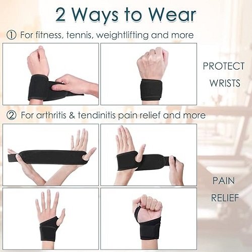 2 Pack Wrap Wrist Brace for Carpal Tunnel Relief, Adjustable Wrist Support Thumb Splint Brace Wrist Wraps for Men Women Sports Protecting, Joint Pain Relief, Left & Right Hand Brace (Black)