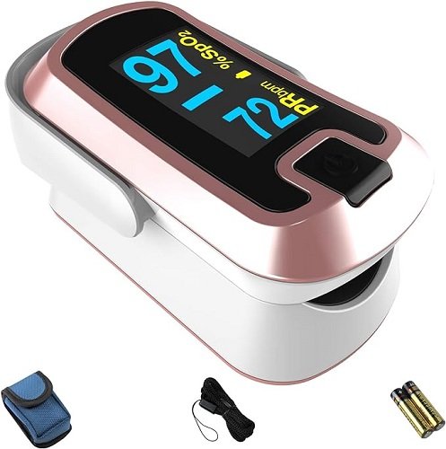 OLED Finger Pulse Oximeter, O2 Meter, Dual Color White/Rose Gold