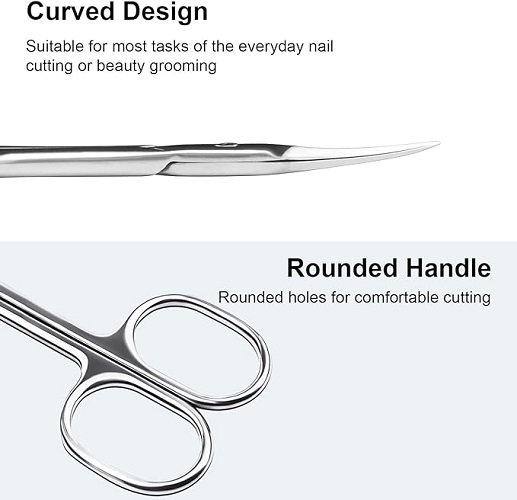 Manicure Scissors, Extra Fine Eyebrow Scissors for Grooming, Curved Blade Nail Scissors Precise Pointed Tip Grooming Kit for Eyebrow, Eyelash, Trim Nail and Dry Skin