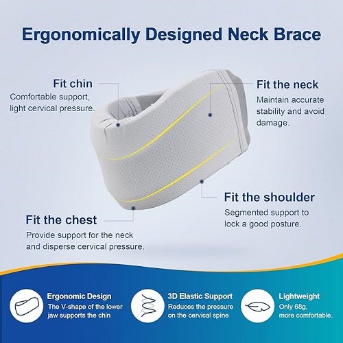Neck Brace for Neck Pain Relief and Support to Relieve Pain and Pressure on the Spine for Men and Women for Sleeping (Gray, S, 3 Inch Deep Neck Brace)