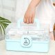 3 Layers Plastic First Aid Box with Portable Handle,Emergency Medicine Kit Case Organizer for Family,Office and Travel (Blue)