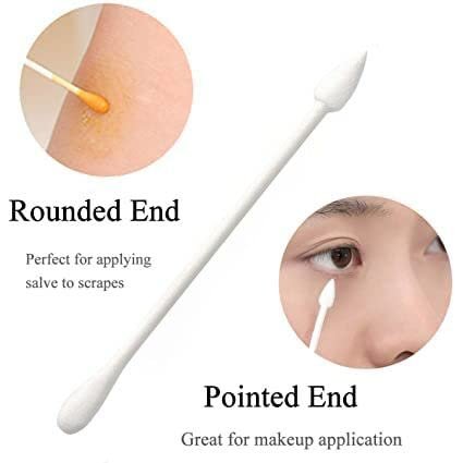 Cotton Swabs - Individually Wrapped Double Tipped Paper Sticks for Ear, Make-up, 100 Count (White, Round/Pointed End)